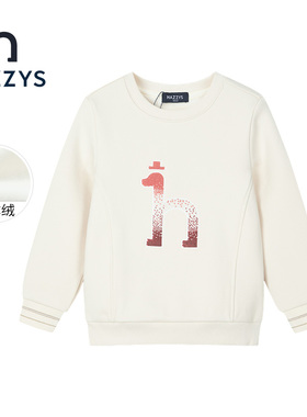 hazzys哈吉斯女童一体绒套头卫衣2023烫钻舒适亲肤HZQDGD30CQ083