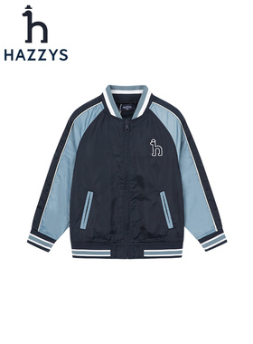 hazzys哈吉斯男童棒球服2023新撞色休闲学院风外套HZQQBD29CC018