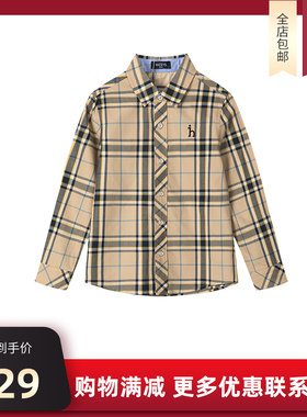 hazzys哈吉斯童装2022英伦格子长袖男童衬衫HZRCBD08CS502K04120