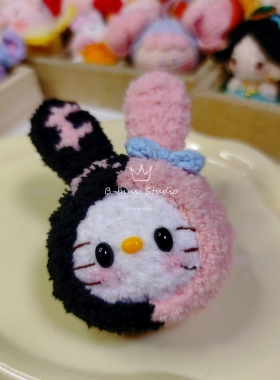 DIY毛线钩织毛绒可爱卡通Kitty凯蒂猫变装团子玩偶挂件车摆件礼物