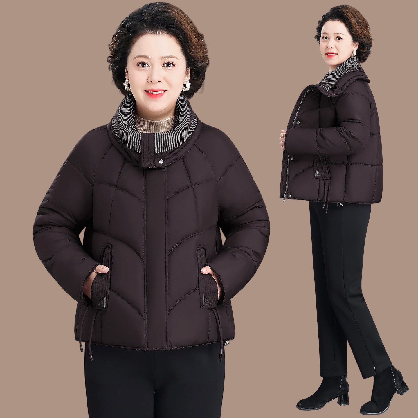 妈妈棉服女款冬季2026新款五十多岁洋气羽绒棉袄中老年秋冬装外套