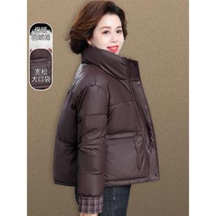 贵夫人妈妈冬季皮衣外套短款小棉袄加厚中老年人秋冬羽绒棉服女款