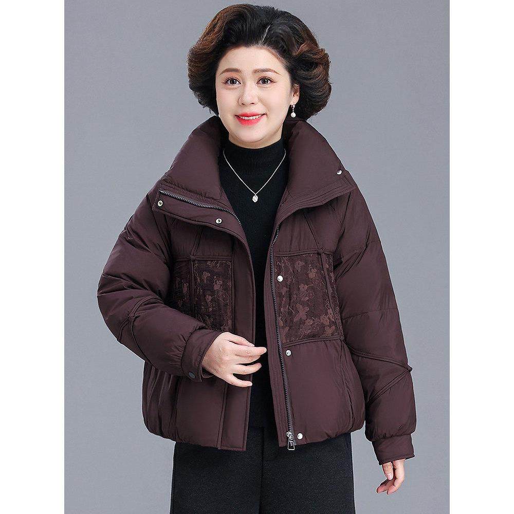 高级感妈妈羽绒服冬季小个子高贵拼接棉袄中老年女装冬装羽绒外套