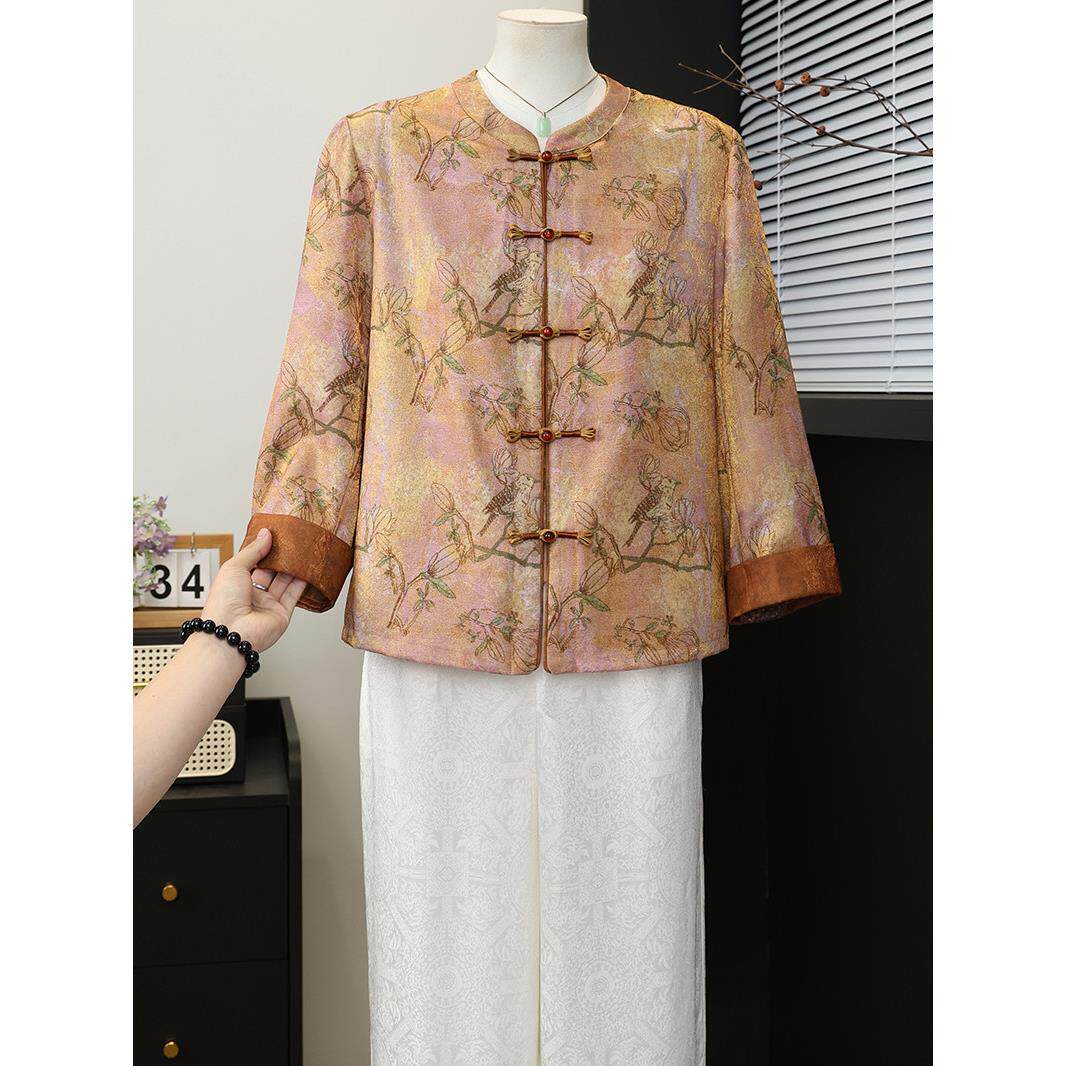 妈妈春装新中式国风唐装外套2026新款中老年女装时尚优雅盘扣上衣
