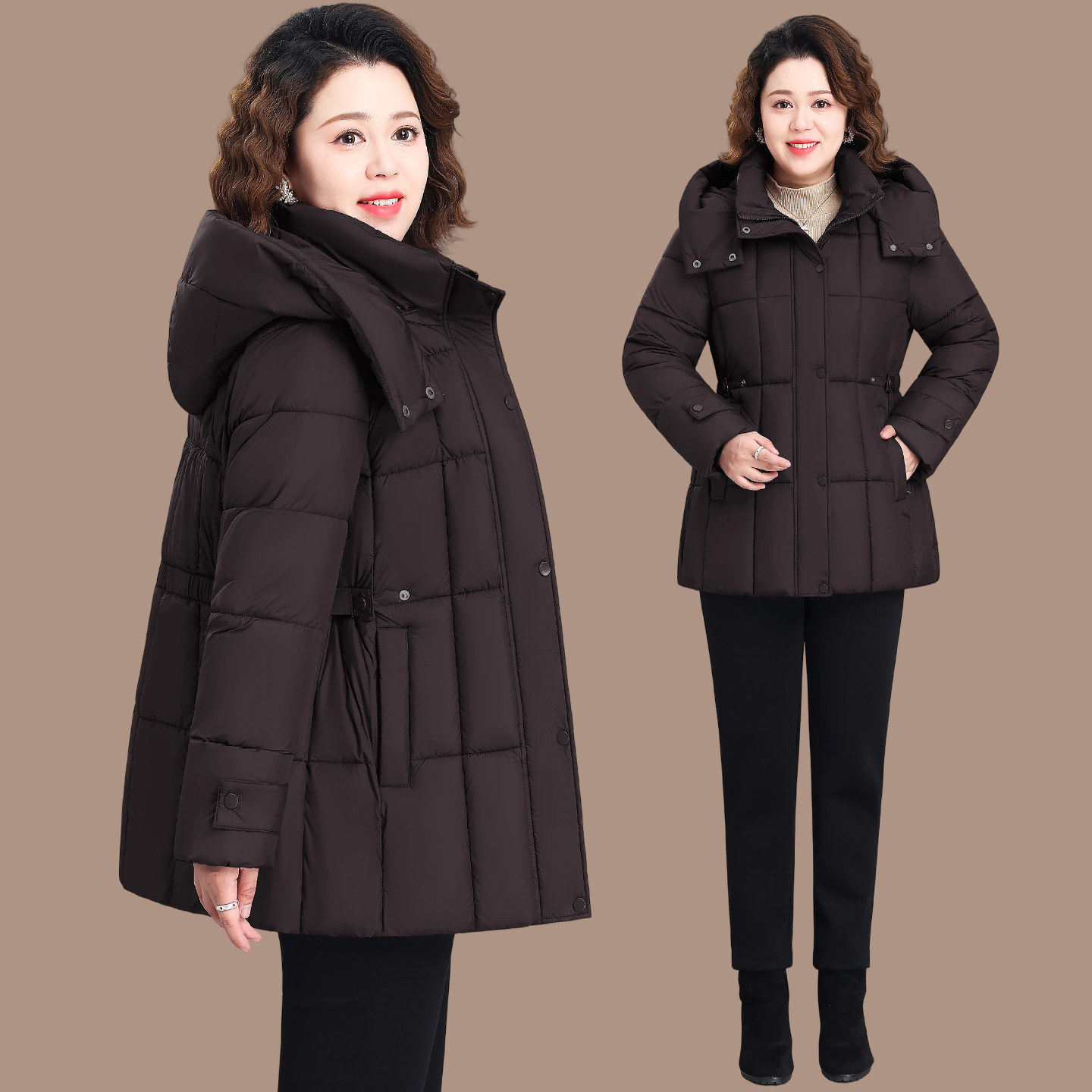 加厚羽绒棉衣棉服女款2026年冬季新款洋气中年妈妈中长款棉袄外套