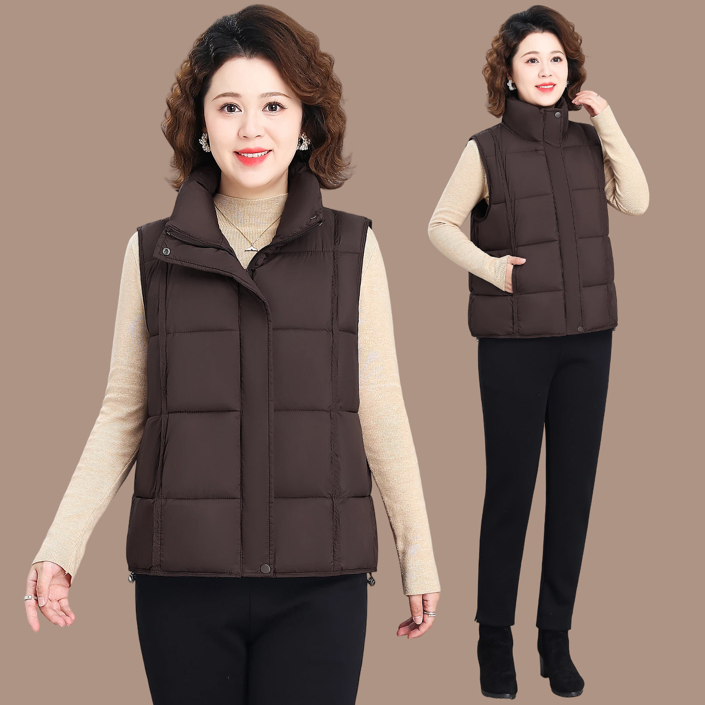 妈妈秋冬马甲外穿棉衣洋气2026新款中老年女冬装羽绒棉服马夹外套