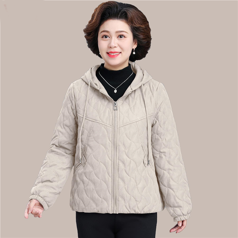妈妈轻薄夹棉外套2025新款中老年棉衣女秋冬洋气中年女士羽绒棉服