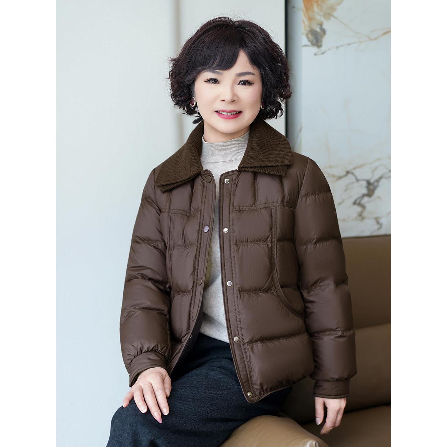 中年妈妈羽绒服2025新款洋气小个子中老年女装白鸭绒加厚保暖外套