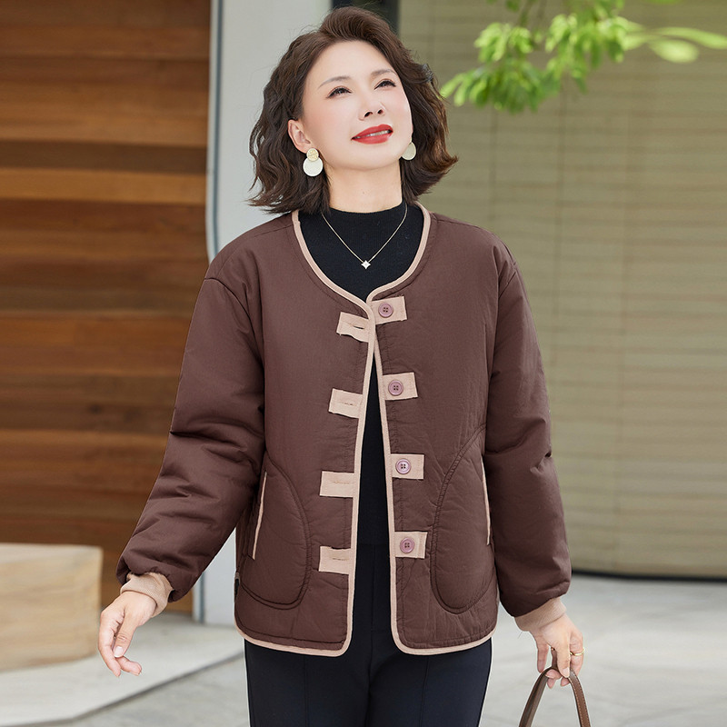 时尚优雅中老年女装冬装棉衣50岁妈妈装冬季上衣外套短款夹棉保暖