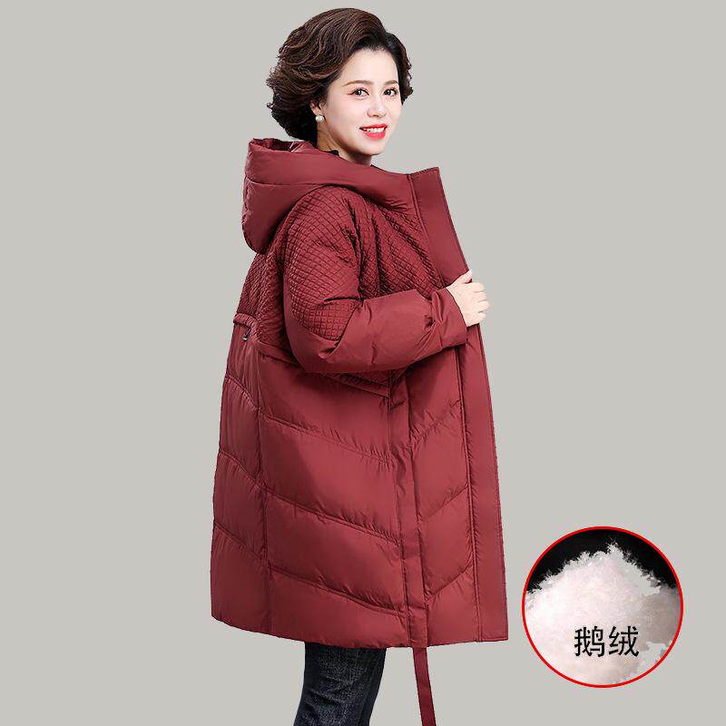 羽绒服女妈妈冬装中长款外套2025新款洋气大码中老年冬季保暖袄子