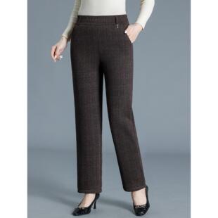 中年妈妈裤子女秋冬加绒加厚2025新款中老年人冬装直筒休闲保暖裤