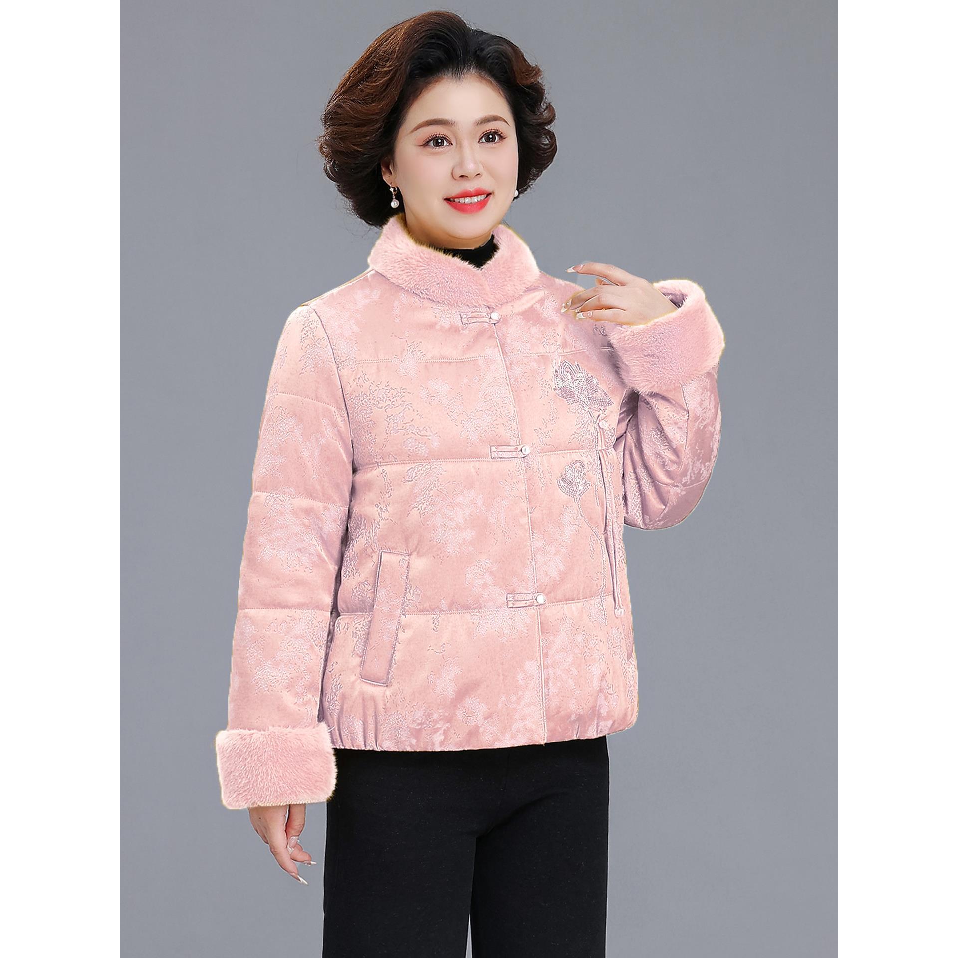 妈妈冬装外套2025新款中老年人女装秋冬新中式刺绣石墨烯发热棉衣