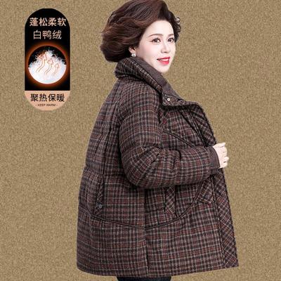 年轻妈妈羽绒服冬装洋气时尚2025新款中老年女秋冬季格子外套棉袄