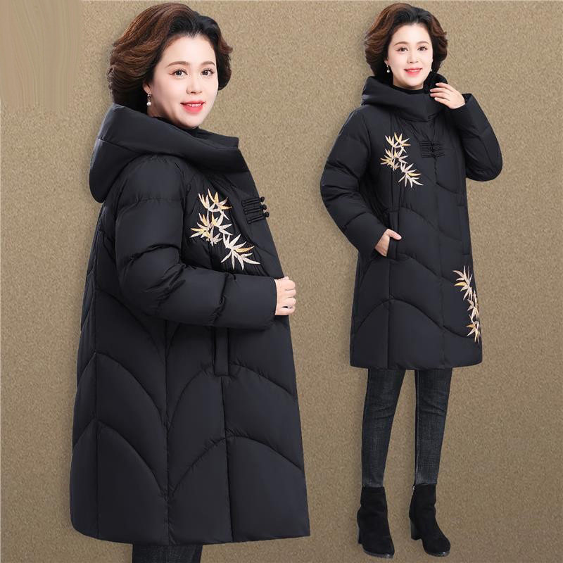 胖妈妈冬装外套大码遮肚中老年人棉袄女款奶奶秋冬季羽绒棉服高贵