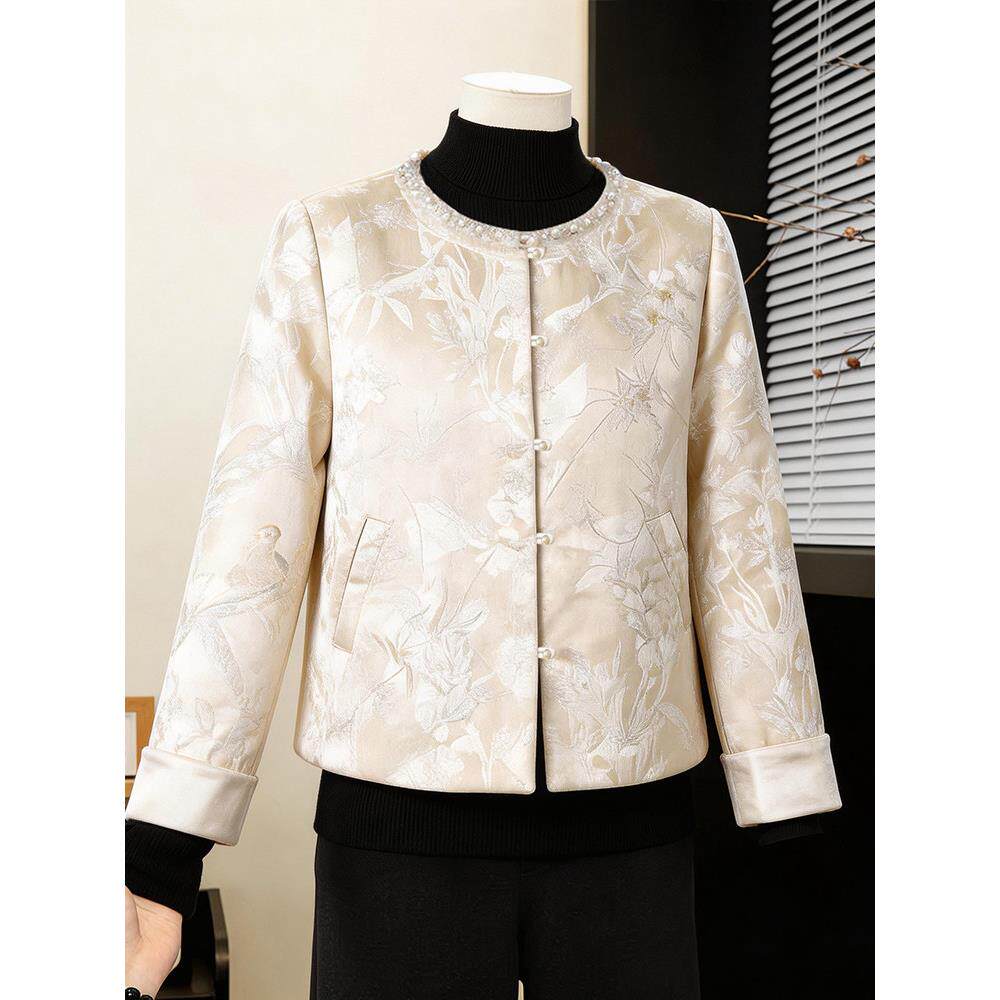 妈妈春装外套2026新款中老年女新中式国风小香风上衣短款高贵开衫