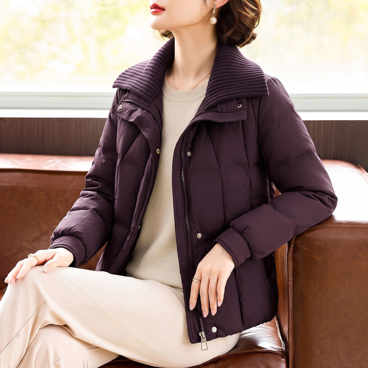 韩版修身翻领羽绒服女2026冬季新款时尚气质通勤加厚保暖外套显瘦