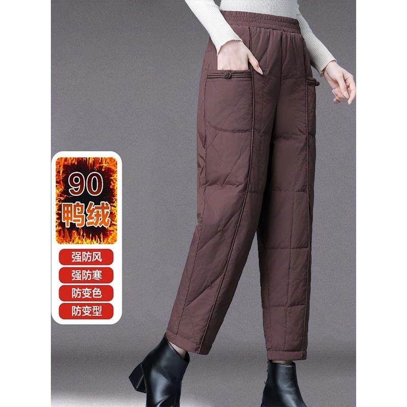 2025新款中年妈妈冬季羽绒裤高腰外穿女中老年加厚直筒棉裤子新款