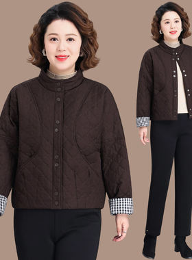 冬季新款大码小众菱形格子短款棉服 200斤胖妹妹时尚百搭显瘦上衣