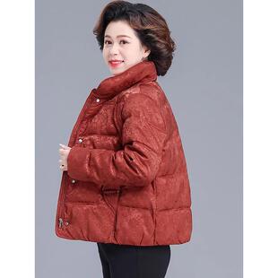 本命年妈妈装冬装新中式红色短款棉服女中老年立领盘扣外套50多岁
