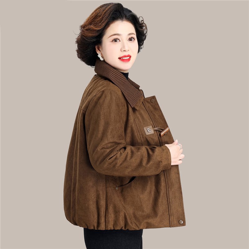 妈妈水貂绒外套40岁50洋气时尚呢子上衣短款中老年女秋冬毛呢大衣