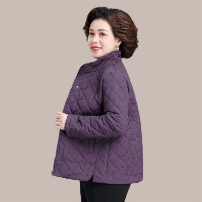 中老年妈妈秋冬装羽绒棉服洋气上衣轻薄小棉袄冬季夹棉外套薄棉衣