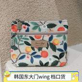 韩国东大门新款 零钱包13×10cm双拉链防水材质格子笑脸双层收纳包