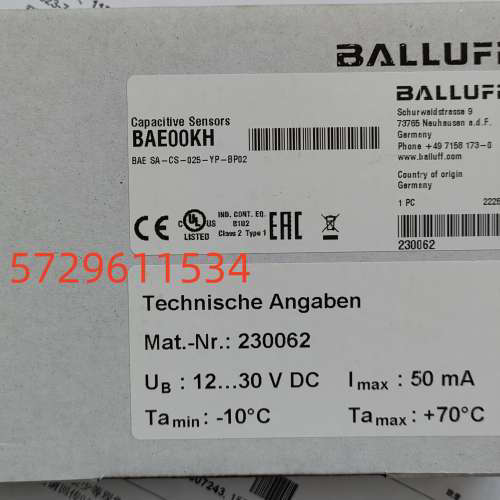 BAE SA-CS-025-YP-BP02 Balluff 巴鲁夫 开关传感器