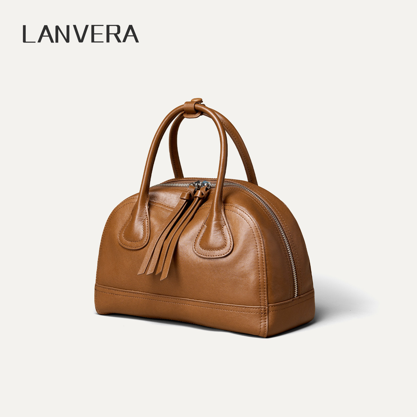 LANVERA头层植鞣牛皮保龄球包