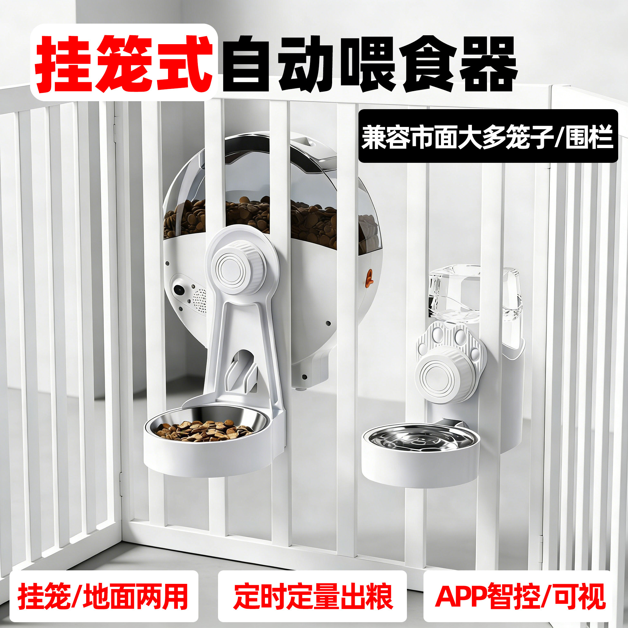 兔子悬挂式笼子自动喂食器宠物小猫咪狗粮定时定量智能远程出粮器