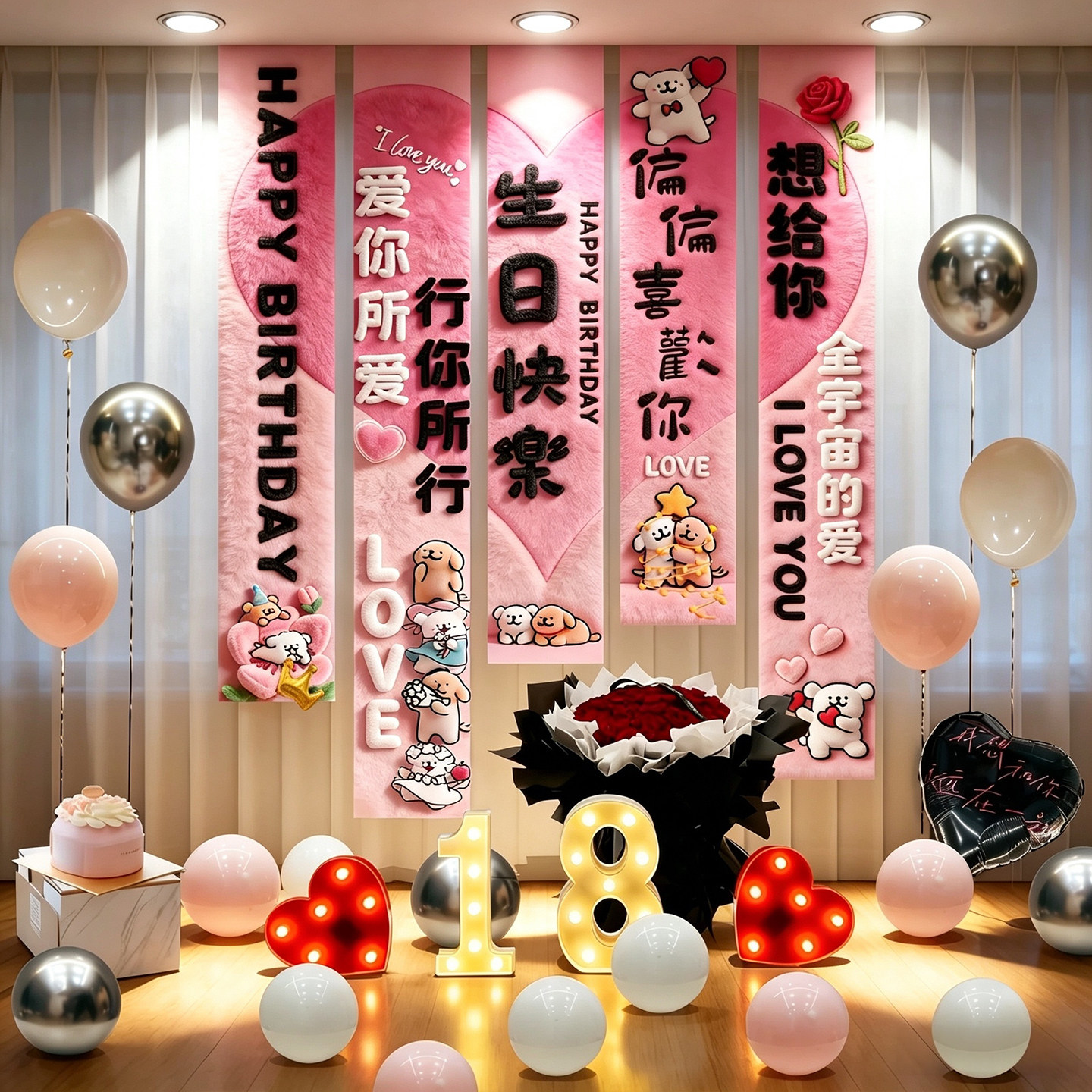 女孩18岁成人礼派对背景挂布