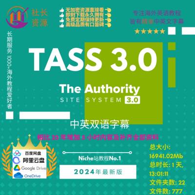 TASS 3.0 The Authority Site System海外建站Niche站SEO 2024