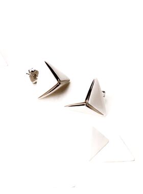 白色几何三角耳钉IF·U腔调设计师品牌描金系列简约气质原创925银