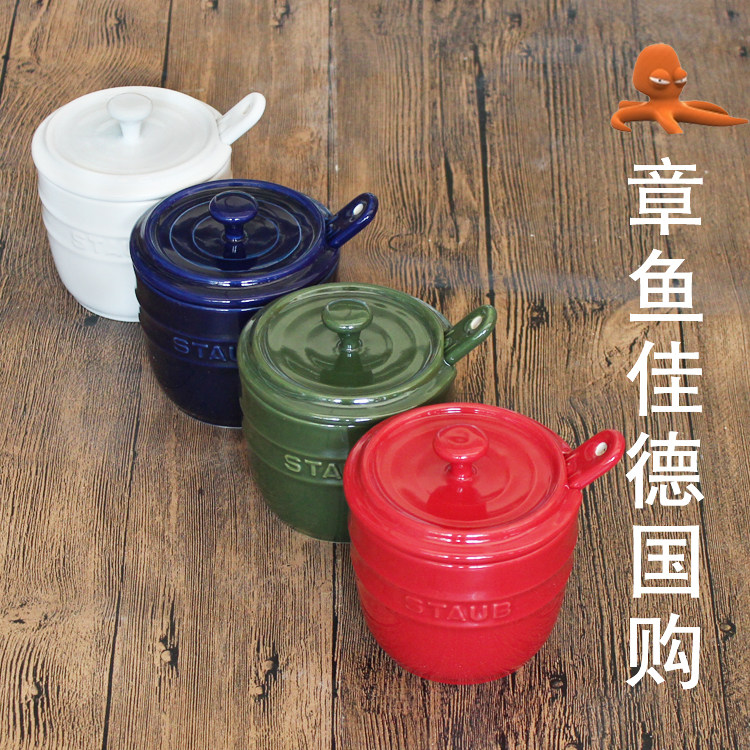 法国STAUB调料罐带小勺 珐琅彩陶瓷糖罐盐罐调味瓶有盖小瓷勺在类目 厨房/烹饪用具, 厨用小工具/厨房储物, 储物瓶罐/厨房储物器皿, 调味瓶罐中 - 来自Buy2taobao.com提供专业的淘宝代购服务