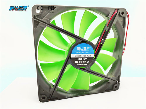 鹏达蓝图13525液压轴承静音绿色扇叶13.5CM机箱12V 0.26A散热风扇