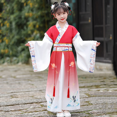 儿童汉服国学服装男女童中国风古装书童三字经弟子规演出服表演服