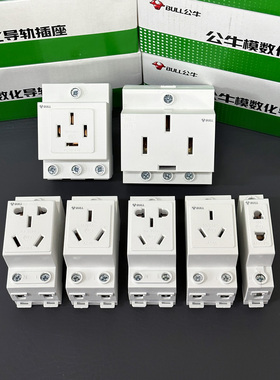 公牛模数化插座AC30 五孔16A二孔10A导轨式配电箱插座模块DZ47X