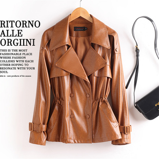 海宁真皮皮衣外套女短款 宽松显瘦机车绵羊皮夹克 2025春秋新款 韩版