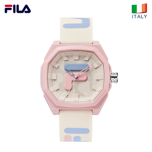 FILA斐乐手表女款学生冰淇淋复古透明渐变小方表男防水运动石英表