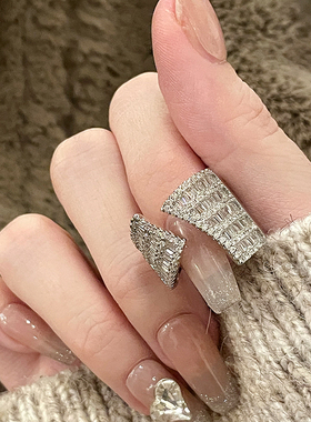 FRIDAY JEWELRY定制个性指环微镶轻奢时尚开口锆石气质百搭戒指