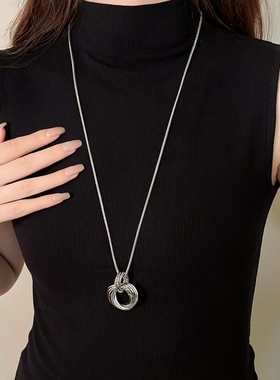 圆环长项链女款2026新款长款毛衣链配饰品轻奢颈链7441