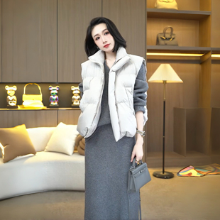 抽绳马甲7311 纯色休闲显瘦宽松版 李思桐立领时尚 潮流秋冬百搭女款