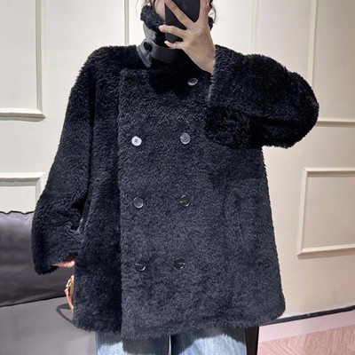 两面穿拉贡真羊毛皮毛一体皮草女