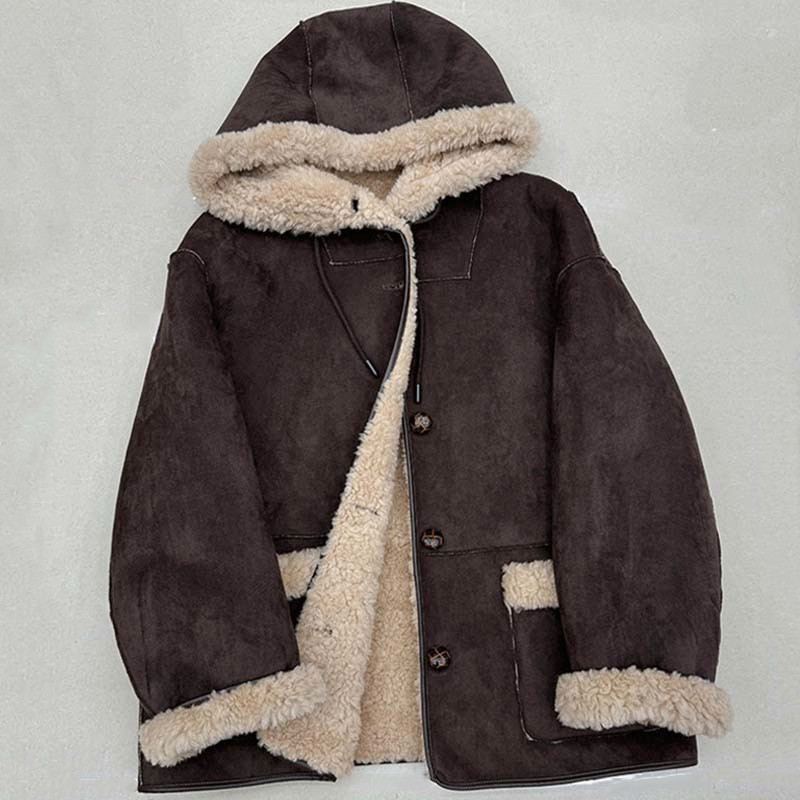 高端韩版绵羊毛中长两面穿皮草