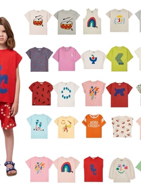 2024夏季新款Bobo儿童卡通印花纯棉短袖休闲T恤男女童百搭上衣