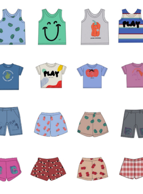 清仓 ins爆款夏季2021bobo系列欧美风男女儿童宝宝纯棉T恤背心