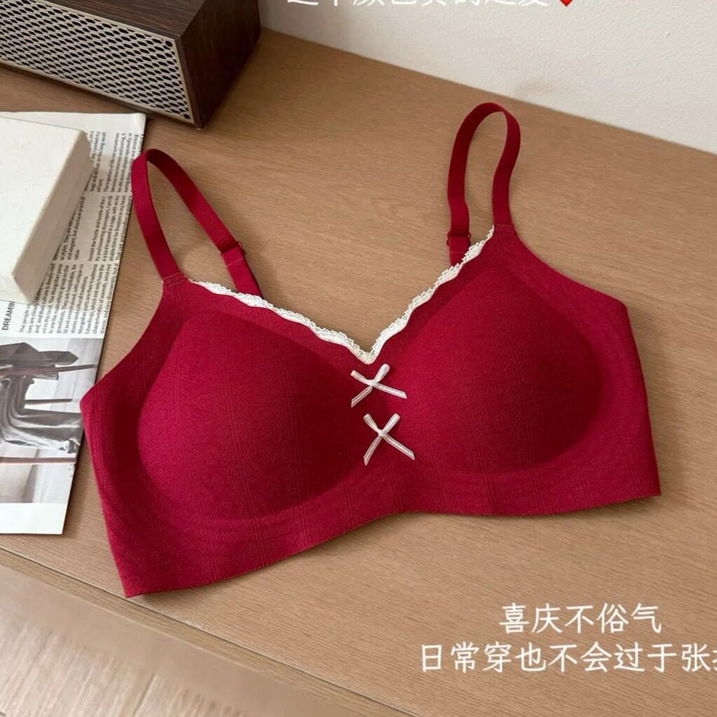 甜美风蝴蝶结花边小胸聚拢文胸女151薄款无痕内衣2026秋款