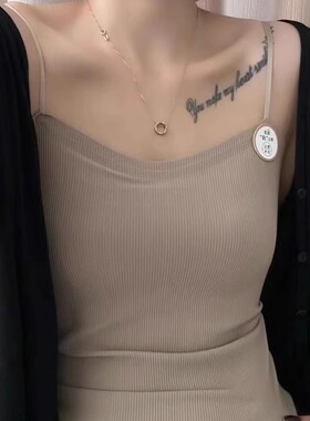 2026春款乳胶固定杯中长款裹胸螺纹透气无痕吊带枫之欣19065红色