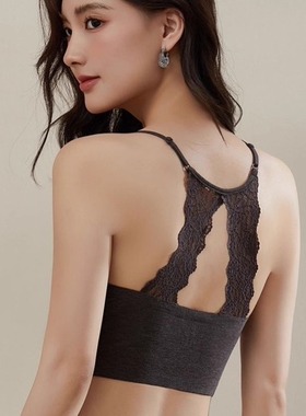 法式蕾丝性感露背美背9580内衣抹胸无钢圈固定乳胶杯聚拢文胸女