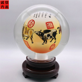 新品 诚信内画球办公桌客厅酒店开业摆件商务外事定制礼品