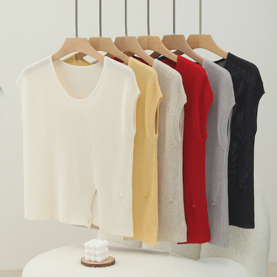 韩系天丝亚麻针织衫打底上衣